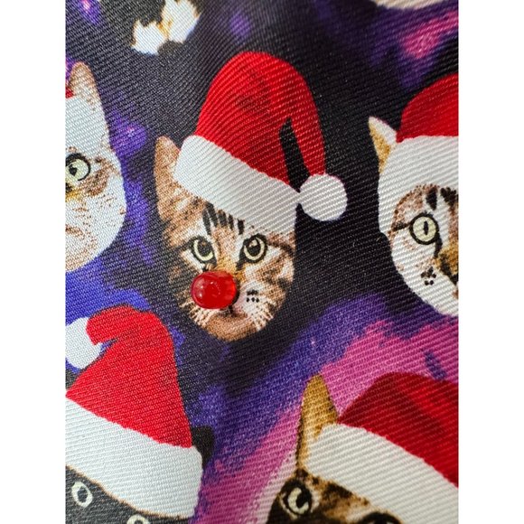 Knotty and Nice Holiday Space Cats Tie OS Purple, red Christmas Cats Space Pol - Picture 2 of 16